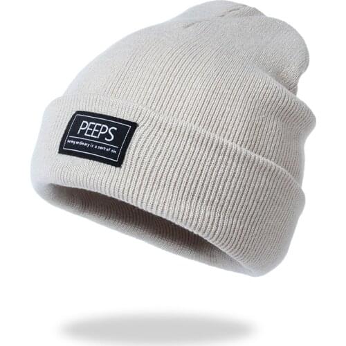 SHATANGJU Beanie Hats Autumn and Winter Girls Skullies PEEPS Label Hat Warm Knitted Hat for Men and Women Hip-hop Brand Hat Caps