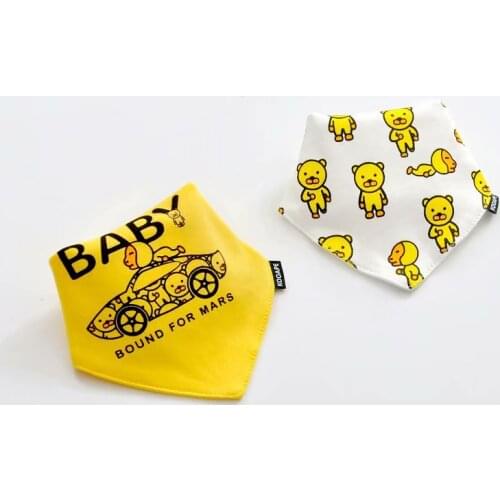 New Baby Saliva Towel Baby Triangle Towel Cotton Newborn Double-layer Buckle Bib Children Scarf Cartoon Cotton