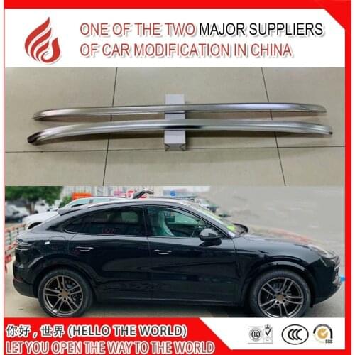 High quality aluminum alloy sticker install luggage silver decoration frame vertical bar car roof rack for Cayenne coupe 2020