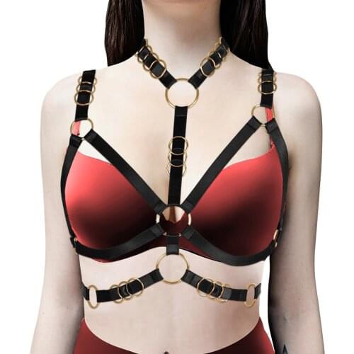 Women Sexy Body Harness Bondage Lingerie Bra Goth Harness Crop Tops Bralette Fetish Wear Chest Bandage Belt Halter Suspender