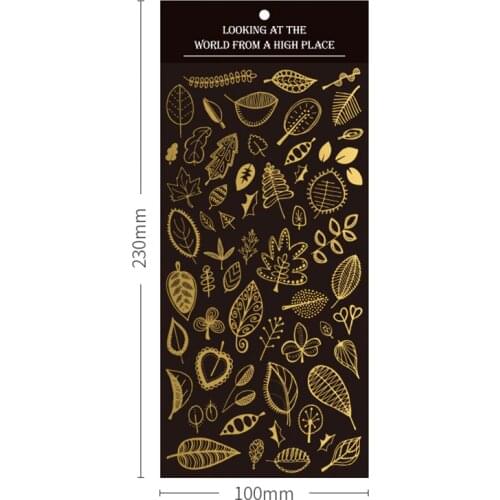 1 Sheets Golden Line Leaf and Flowers Paper Sticker Notebook Computer Phone DIY Decor