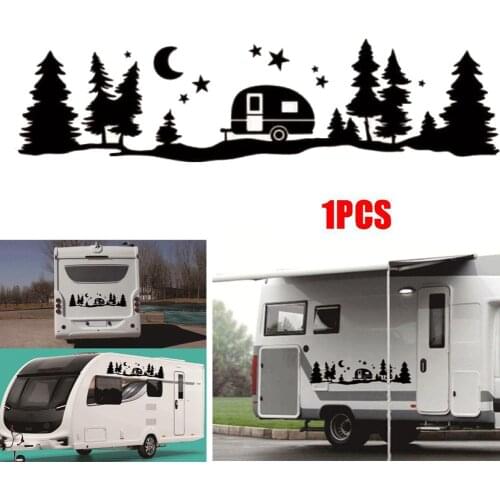 1Pcs Star Moon Tree Graphic Black Vinyl Film Car Wrap 86x22cm Vinyl Wrapping Car Motorhome Automobile Sticker Accessories