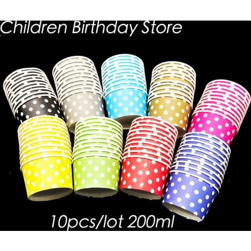 10pcs/lot polka dots disposable cups dots birthday party decorations colorful polka dots theme ice cream cups waves cake cups