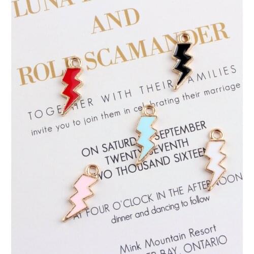 20PCS/Lot New Arrival Gold Color Tone Lightning Shape Enamel Charms For DIY Necklace/Bracelet Jewelry Making