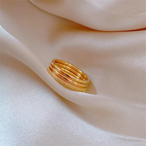 3 In 1 Classic Thin Round Ring Sets Luxurious Simple Women Stainless Steel Bridal Wedding Engagement Female Finger Jewelry 078