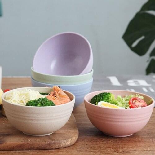 4pcs 12cm Wheat Straw Salad Bowls Unbreakable Mixing Bowls Reusable Dishwasher Microwave Safe Soup Bowls for Home Kitchen