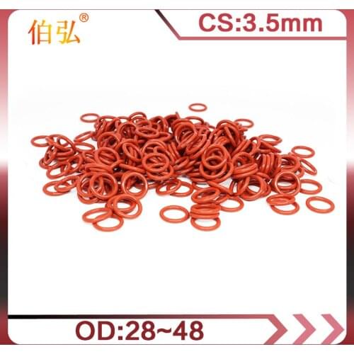 5PCS/lot Red Silicon O-Ring Silicone/VMQ CS 3.5mm OD28/32/35/37/38/40/45/48mm Rubber O Ring Seal Gasket Rings Washer