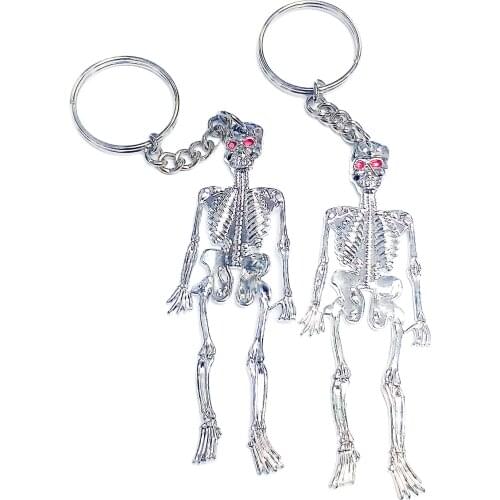 6-12 Piece Keychain With Silver Skeleton Skull Halloween Joke Favour Pinata School Bag Party Favors Gift Novelty Birthday Prize