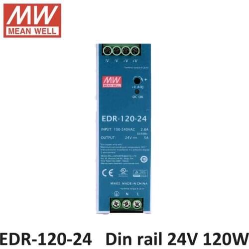 Mean Well EDR-120 Industrial DIN Rail Power Supply 120W 24V 12V 48V Meanwell Switching Power Supply Driver ac to dc smps