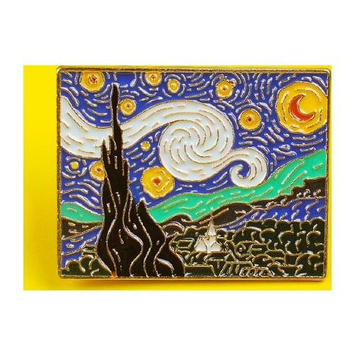 Brooches Van Gogh Lapel Pin Bags Badge Gifts Icon On The Backpack Accessories Enamel Pin On Jeans Jacket Stripes For Clothes Set