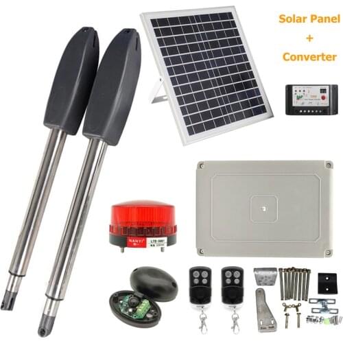 400KG Solar Energy Electric Swing Gate Opener Drive with Remote Control Solar Panel DC 24V Swing Door Motor Operator No Battery