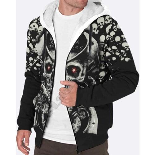 Snake Skull 3D printed Fleece zipper Hoodies Men Women Winter Warm double plus velvet jacket Casual Coat Drop Shipping