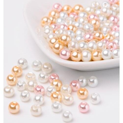 4-8mm Pink and White Mixed Color Artificial Glass Pearl DIY Beaded Jewelry Accessories Factory Wholesale beads for jewelry