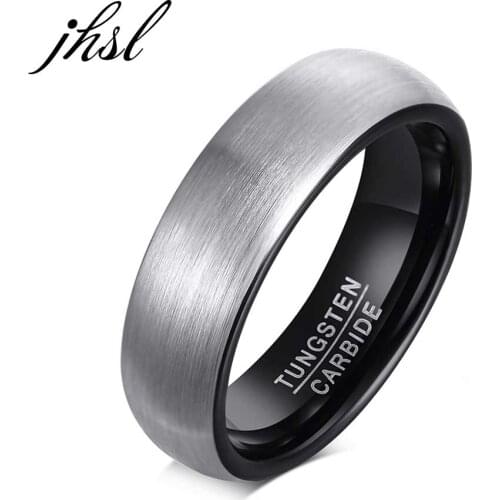 JHSL Men Tungsten Rings Inside Black Rose Gold Color High Quality Fashion Male Jewelry Christmas Gift Size 7 8 9 10 11 12 13 14