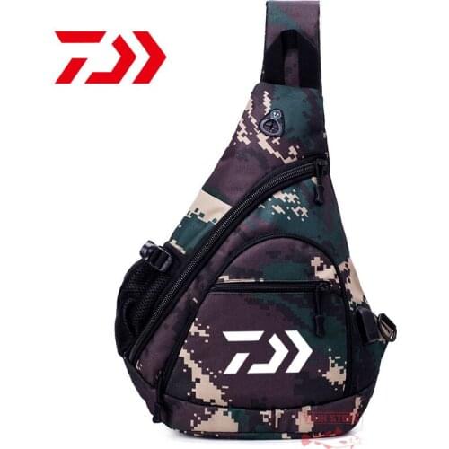 Daiwa Camouflage Fishing Bag Mens and Womens Chest Bag Shoulder Bag Fashion Outdoor Messenger Multifunctional Small Backpack