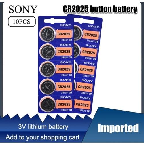 10pcs For Sony 3V CR2025 Cell Coin Button Batteries DL2025 BR2025 KCR2025 CR 2025 Lithium Battery For Watch Toys Remote Control