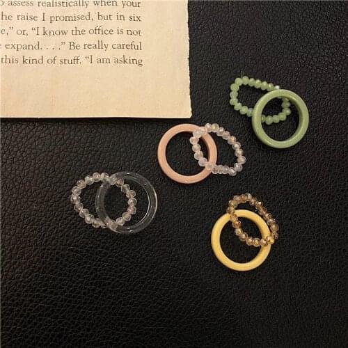 Coxeer 2Pcs/Set Solid Color Knuckle Rings Elastic Fashion Cute Resin Jewelry Ring Finger Ring For Women Jewelry Accessories