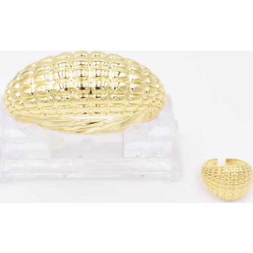 NEW High Quality Dubai Gold Design Fashion 2pcs Luxury Jewelry Sets BIG Bracelet & Rings For Women african