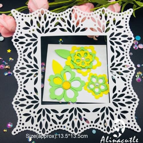 Die Cut Metal Cutting die frame die leaf Flower Lace Square Alinacraft Scrapbook Paper Craft Card Punch Art Knife Cutter Die Cut