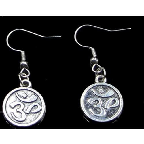 Fashion Handmade Simple Design 15mm Double Sided Yoga Om Drop Earrings For Women Gift Fashion Jewelry Cute Small Object