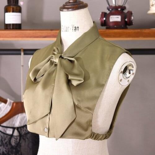 Front Bowknots Fake Collar for Women Detachable Collars Lace False Collar Stand Woman Removable Half Shirt Detachable