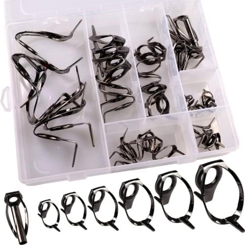 35 Pcs Fly Fishing Rod Guides Replacement Repair Kit Big Jigging Sea Saltwater Heavy Duty Fishing Tip Tops Rod Accessory