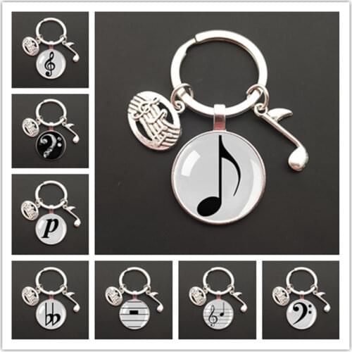 New musical instrument piano note symbol keychain sharp logo treble bass clef icon keychain theory embellishment semi-short