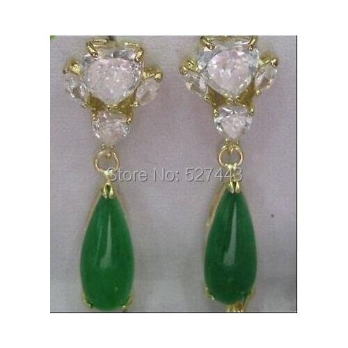 Wholesale free shipping >>>Beautiful Jewelry zircon green stone Earrings
