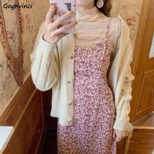 Sleeveless Dress Womens Floral Printed Corduroy Retro Elegant Slim Spaghetti Strap Leisure Lady Mid-calf Autumn Trendy Vestidos