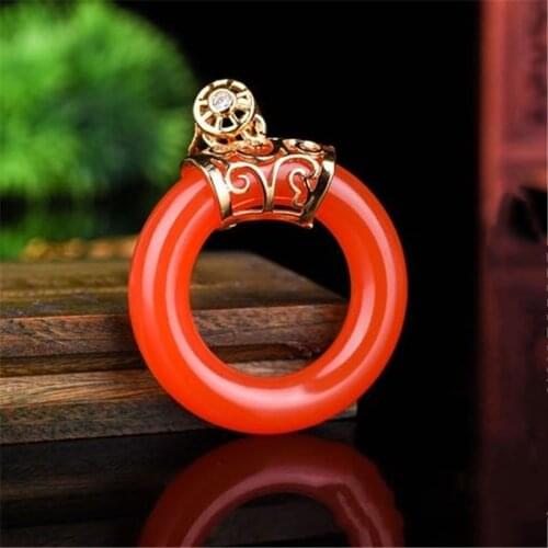 Natural Red Jade Hand Carved Safety Clasp Pendant Fashion Jewelry Mens and Womens Necklace Gift Accessories