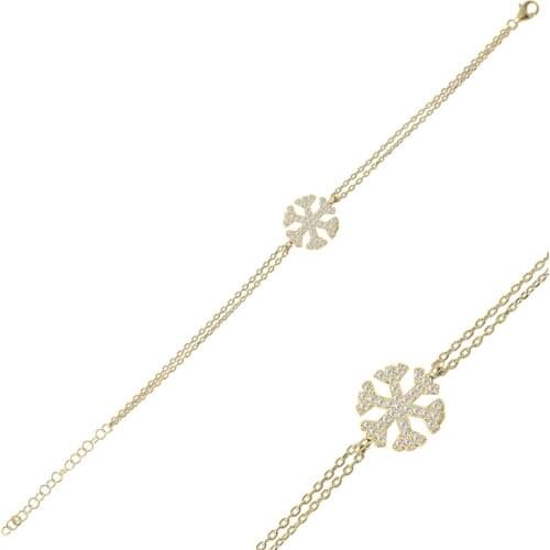 Silver 925 Sterling Snowflake Zircon Cubic Zirconia Bracelet