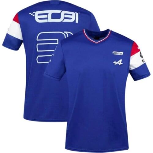 2021 Season Motorsport Alpine F1 Blue Team A Racing Car Fan T-Shirt Black Breathable Jersey Teamline Short Sleeve Shirt Clothing