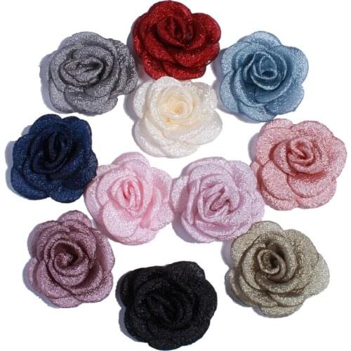 120PC 5.5CM Artificial Satin Burned Peony Flower Hairpin Hair Clip Apparel Headwear DIY Accessories For Girl Friend U Pick Color