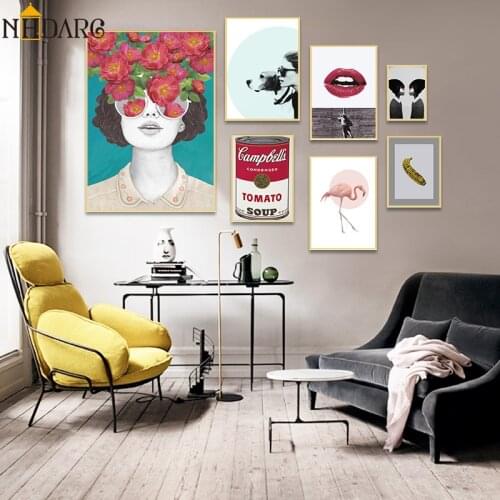 Nordic Posters And Prints Flower Girl Portrait Fashion Wall Art Canvas Painting Pictures For Living Room Scandinavian Home Decor