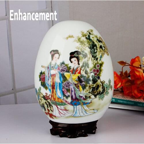 Antique Jingdezhen Ceramic Vase Lucky Egg Chinese Ancient Beauty Prosperous Egg Contemporary Home Decoration Furnishing Article