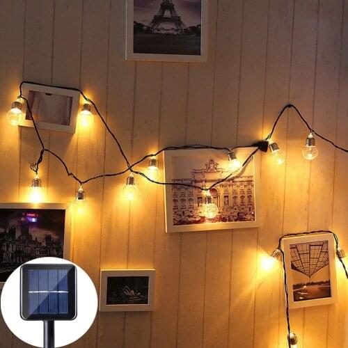 Solar Globe Bulb String Lights, 10 /20LED Solar LED String Lights G50 Globe Bulbs Light Waterproof Outdoor Solar Garden Lights