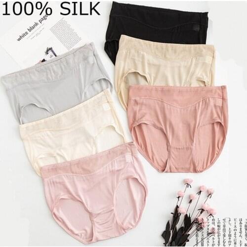 3 PACK Womens 100% real silk midde rise mesh waist panties briefs Underwear Lingerie size M L XL 1032