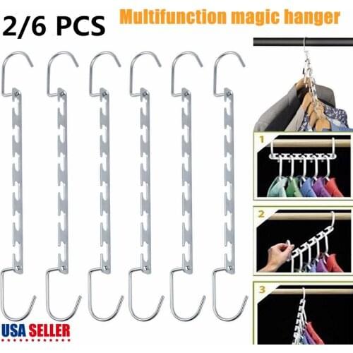 Clothes Hangers Organizer Multi Function Metal Space Saving Closet Magic Hanger Rack Multifunctional Folding Metal Drying Rack