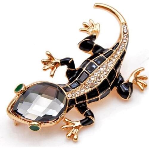 Cute style crystal lizard brooch summer kids shine with jewelry pin gift accessory animal female fashion good