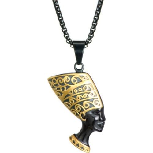 Vintage Stainless Steel Ancient Cleopatra Pendant Necklace Fashion Womens Mens Accessories Gifts Pharaoh Necklaces