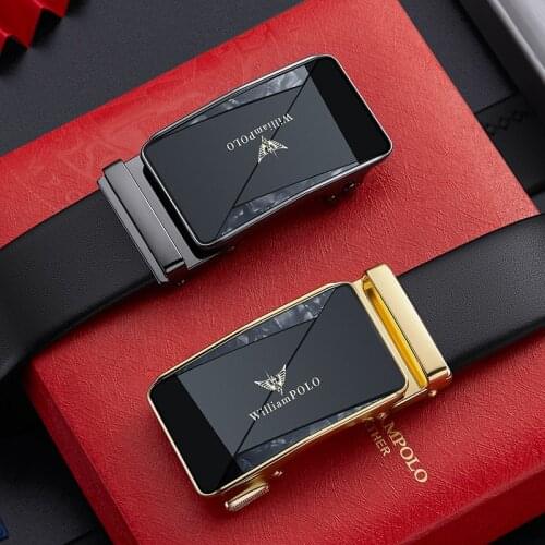 WILLIAMPOLO New Mens belts automatic buckle layer leather belts business leisure youth belts mens belts