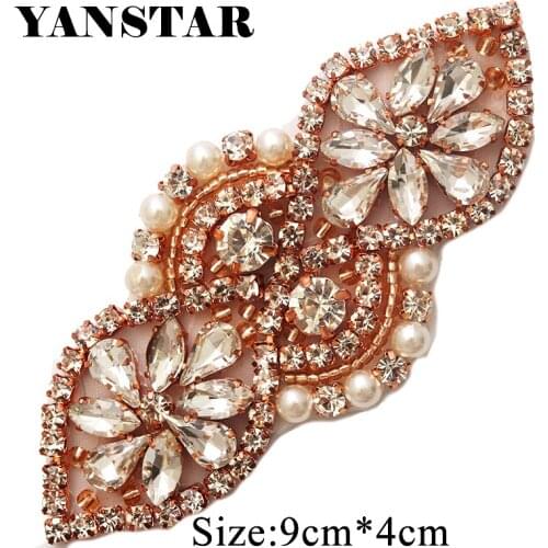 YANSTAR 10PCS Wholesale Rhienstone Applique Bridal Sash Beads On For Wedding Dress Belt Accessories DIY Bridal Sash YS913