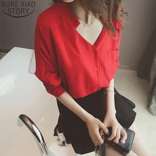 Fashion Long Sleeve Blouse Women Casual White Shirts Women Solid Korean 2021 Spring V Neck Backless Tops Chiffon Shirts 11046