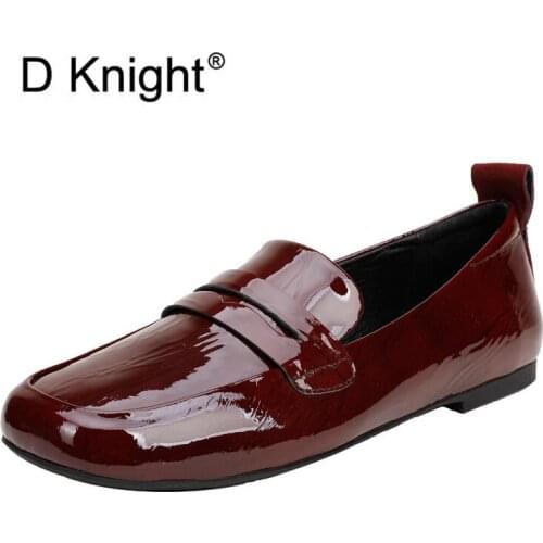 2021 Spring Autumn Women Flats Loafers New Fashion Cow Patent Leather Oxford Shoes For Women British Style Soft Lady Flats Shoes