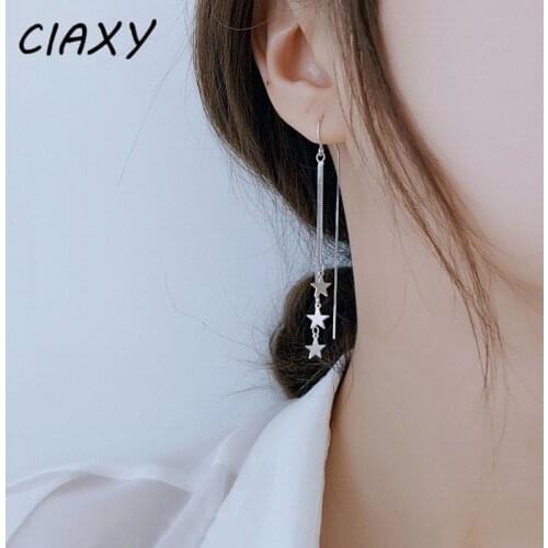 CIAXY 925 Sterling Silver Five-pointed Star Earrings for Women Super Fairy Tassel Long Ear Line Earring Luxury Jewerly