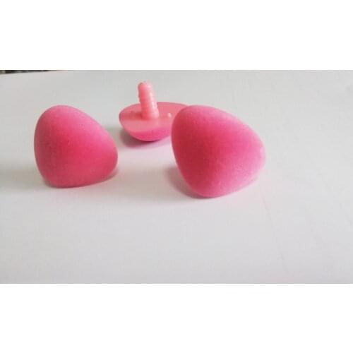 100pcs 37mm pink flocking Triangular safety toy nose & washer for diy doll findings-individual package