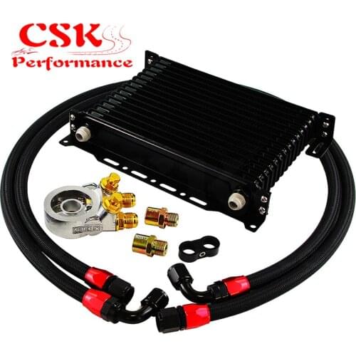 15 Row Thermostat Adaptor Engine Racing Trust Oil Cooler Kit For Car/Truck Blue/ Black/ Gold