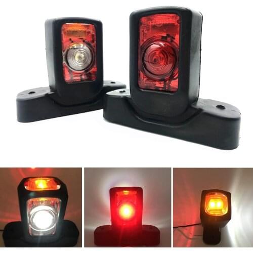 2PCS 3 Side Colors Red White Amber LED Trailer Tractor Clearance Lights Side Marker Position Light Truck Rear Lamp 12V 24V