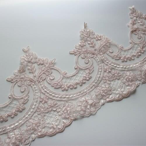 2Yards,15Yards/Lot Free Shipping Light Pink Alencon LaceTrim Bridal Lace Trim Wedding Dresses DIY Lace Accessories