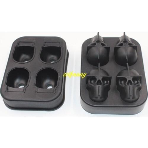 200pcs/lot Skull Shape 3D Ice Cube Mold Cool Whiskey Wine Cocktail Ice Cube Tray Silicone Maker DIY Ice Cram Mould